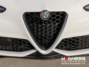 Alfa Romeo Giulia Front V Shield Grill Frame + Emblem Frame Kit - Carbon Fiber